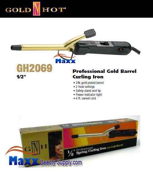 Gold N Hot #GH2069 Gold Barrel Spring Curling Iron - 1/2"